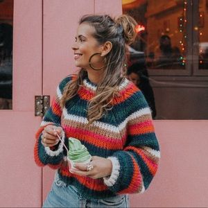 Zara Striped Balloon Sleeve Sweater